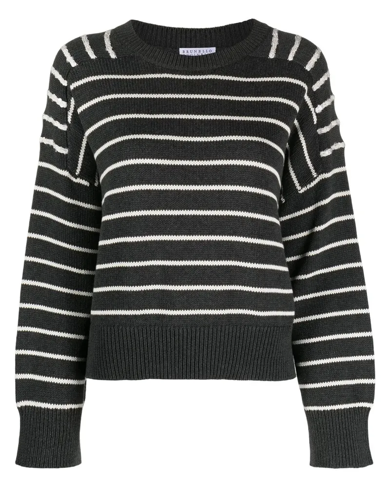 Brunello Cucinelli Gestreifter Pullover - Schwarz Schwarz