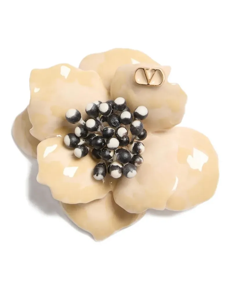 Valentino Garavani Fleur Lumineuse Brosche mit VLogo - Nude Nude