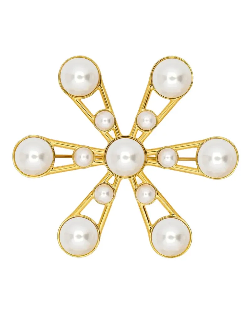 Oscar de la Renta Brosche mit Logo - Gold Gold