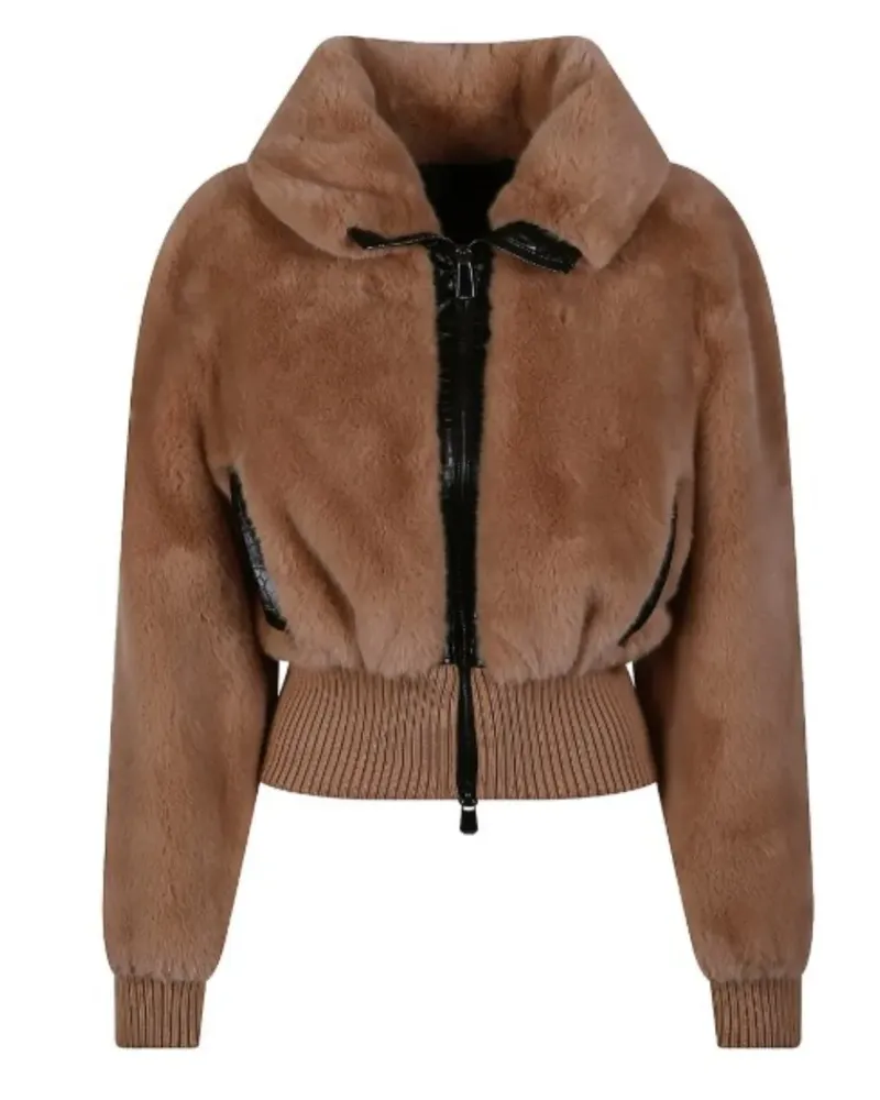 Pinko ribbed-hem jacket - Braun Braun