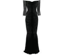 Schulterfreies Abendkleid mit Schleppe - Schwarz