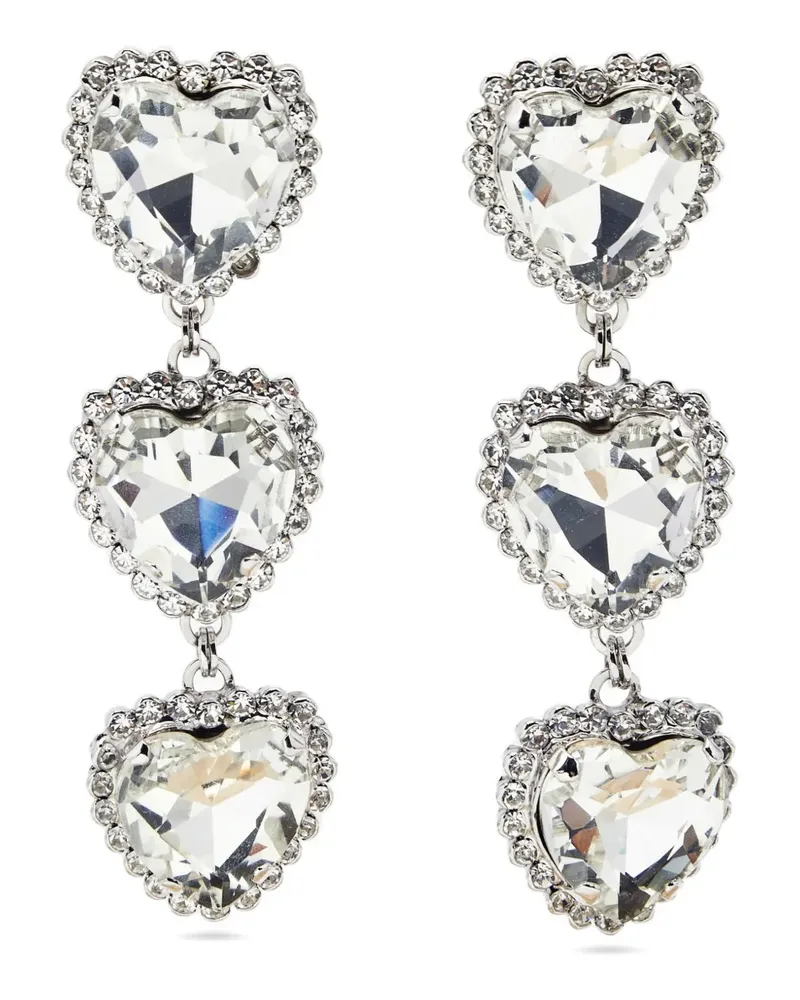 Alessandra Rich heart crystal drop earrings - Silber Silber