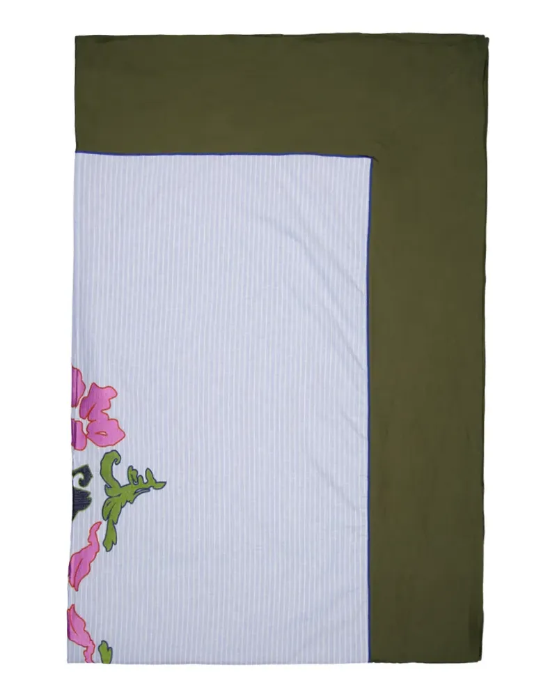 PAULA Gestreifte Tischdecke mit Stickerei - Blau Blau