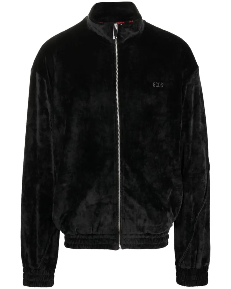 GCDS Bomberjacke aus Samt mit Logo - Schwarz Schwarz