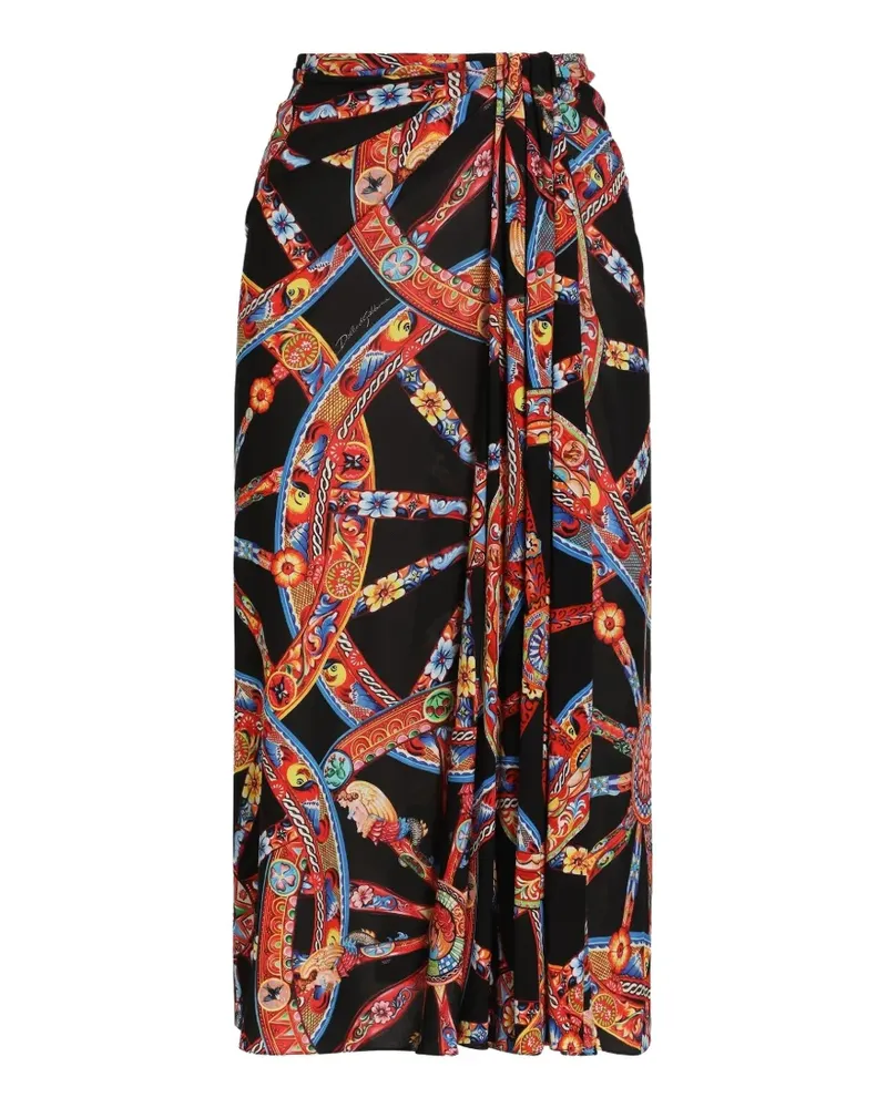 Dolce & Gabbana Viskose-Jersey-Rock mit Carretto-Print - Schwarz Schwarz