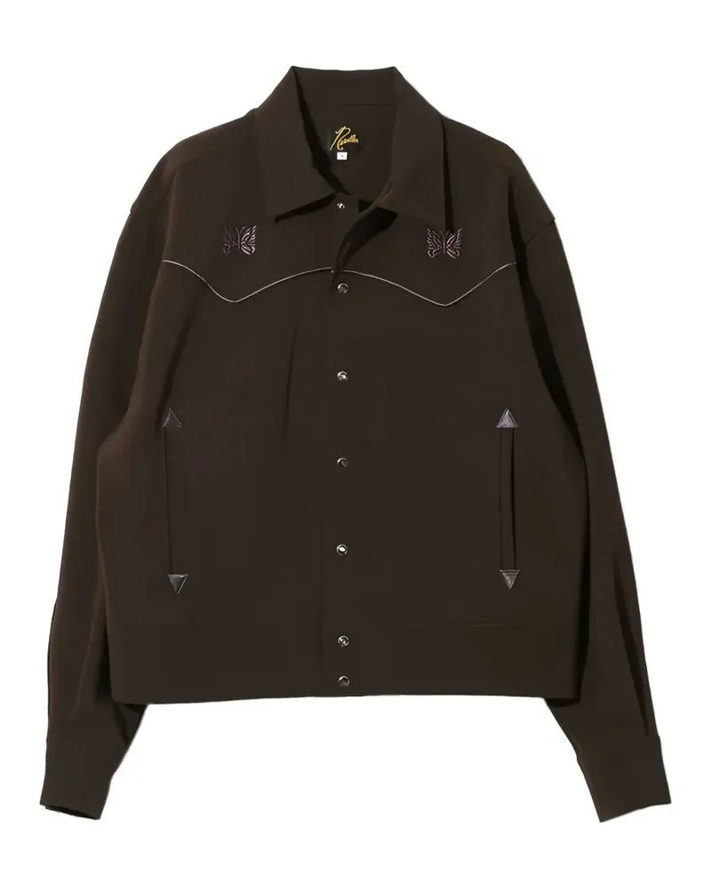 NEEDLES butterfly-embroidered piped jacket - Braun Braun