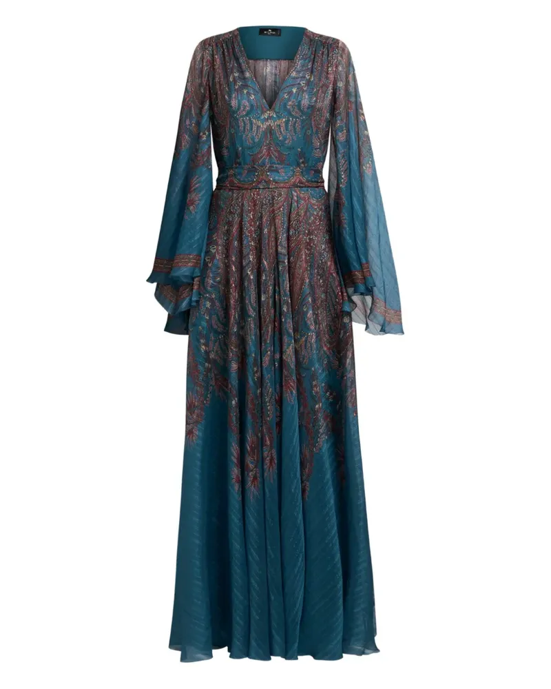Etro Glockenärmel-Maxikleid mit Paisley-Print - Blau Blau