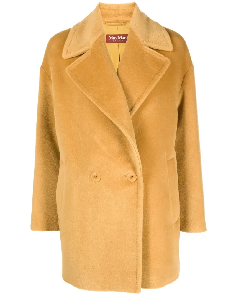 Max Mara Doppelreihiger Mantel - Gelb Gelb