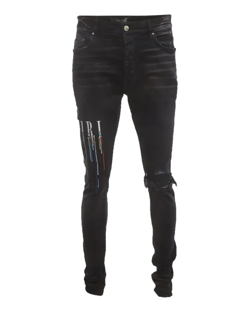 Amiri distressed paint-drip jeans - Schwarz Schwarz