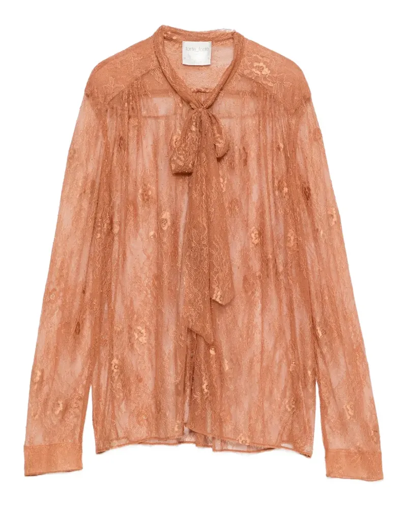 forte_forte lace pussy-bow shirt - Braun Braun