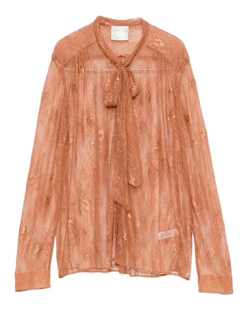 forte_forte lace pussy-bow shirt - Braun Braun
