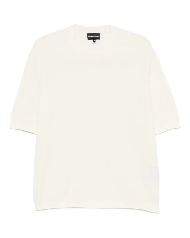 Emporio Armani chevron-knit short-sleeve top - Nude Nude