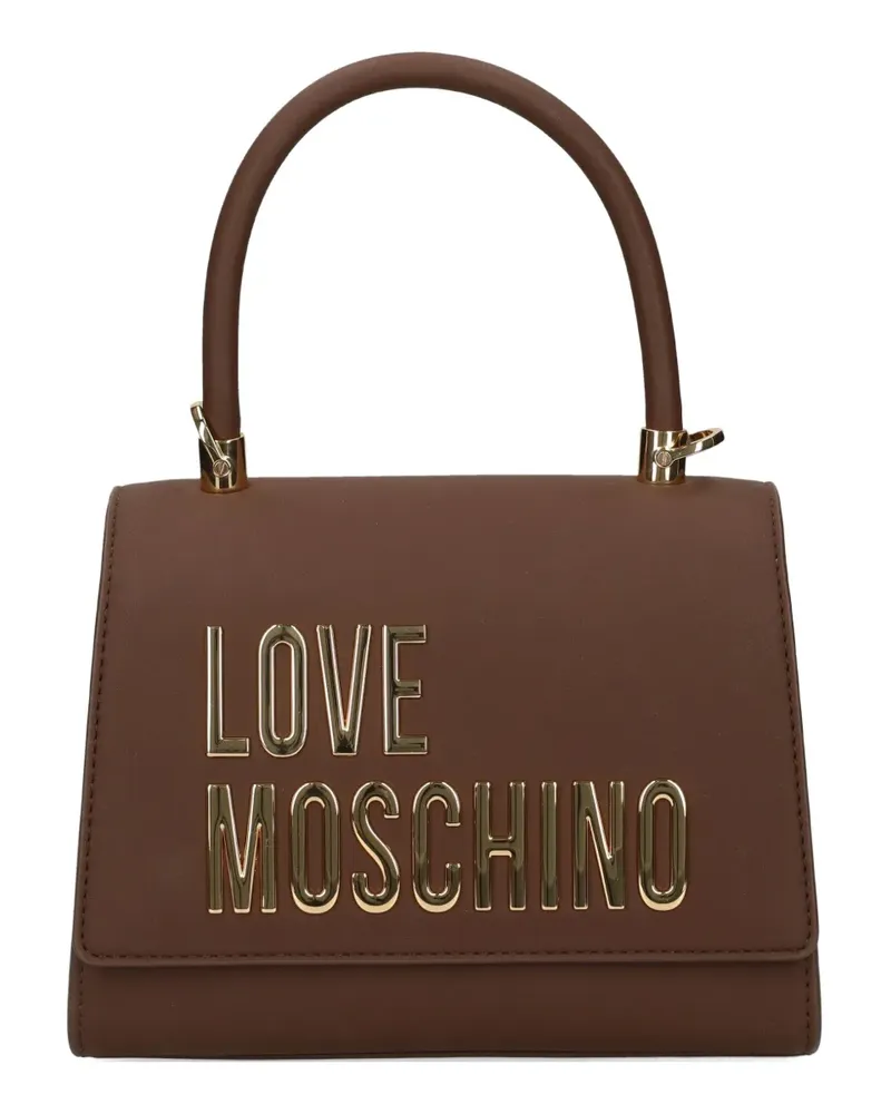 Moschino Shopper mit Logo-Schild - Braun Braun
