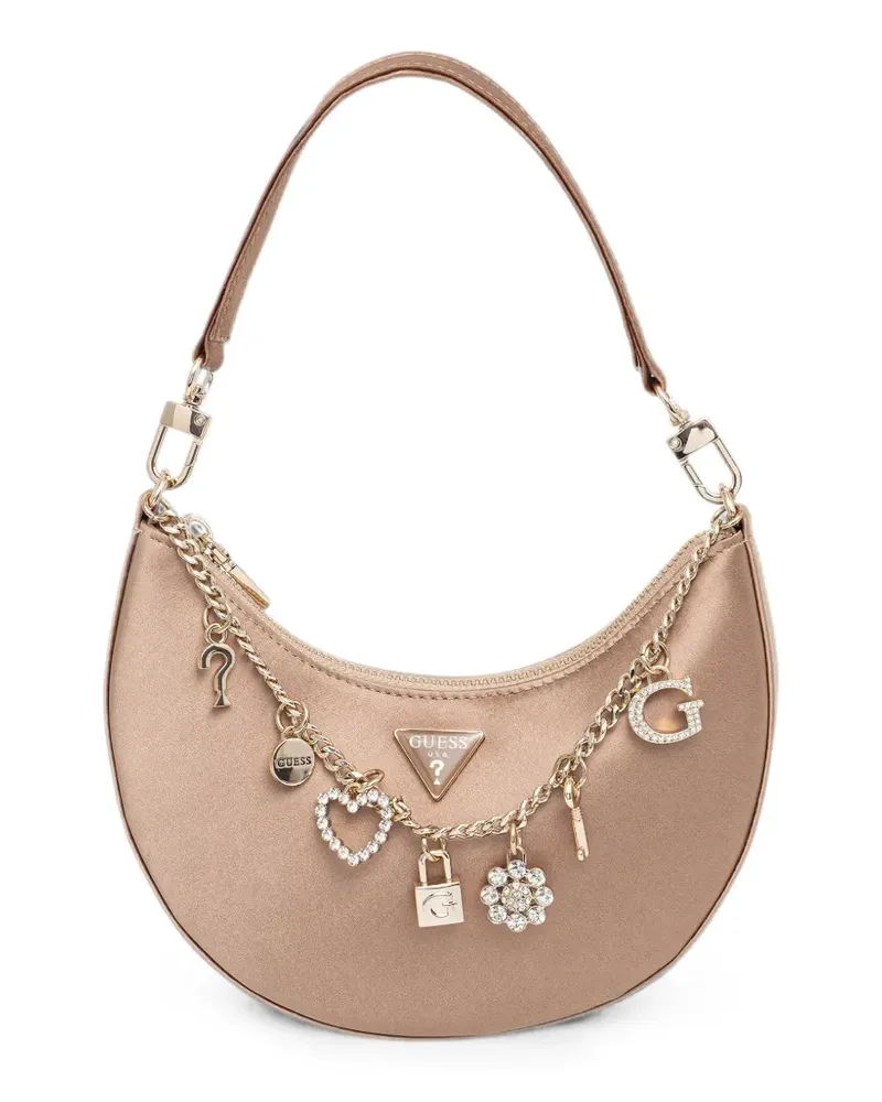 Guess Tasmin Tote Bag in Sichelform mit Anhängerdetail - Nude Nude