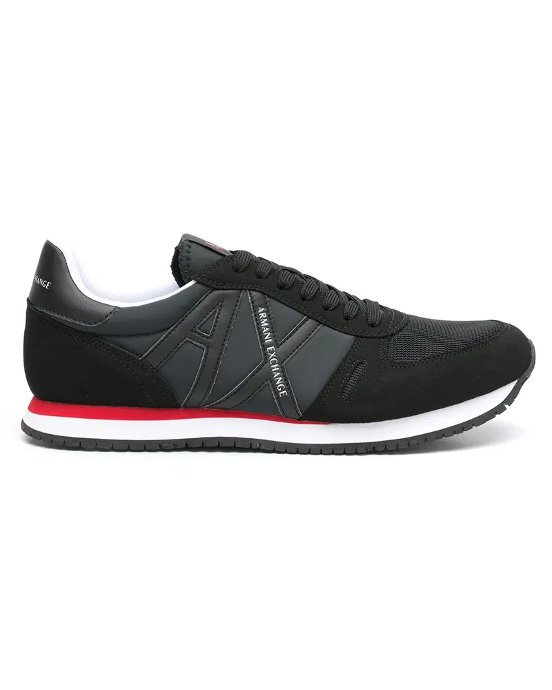 Armani Exchange Sneakers mit Logo-Patch - Schwarz Schwarz