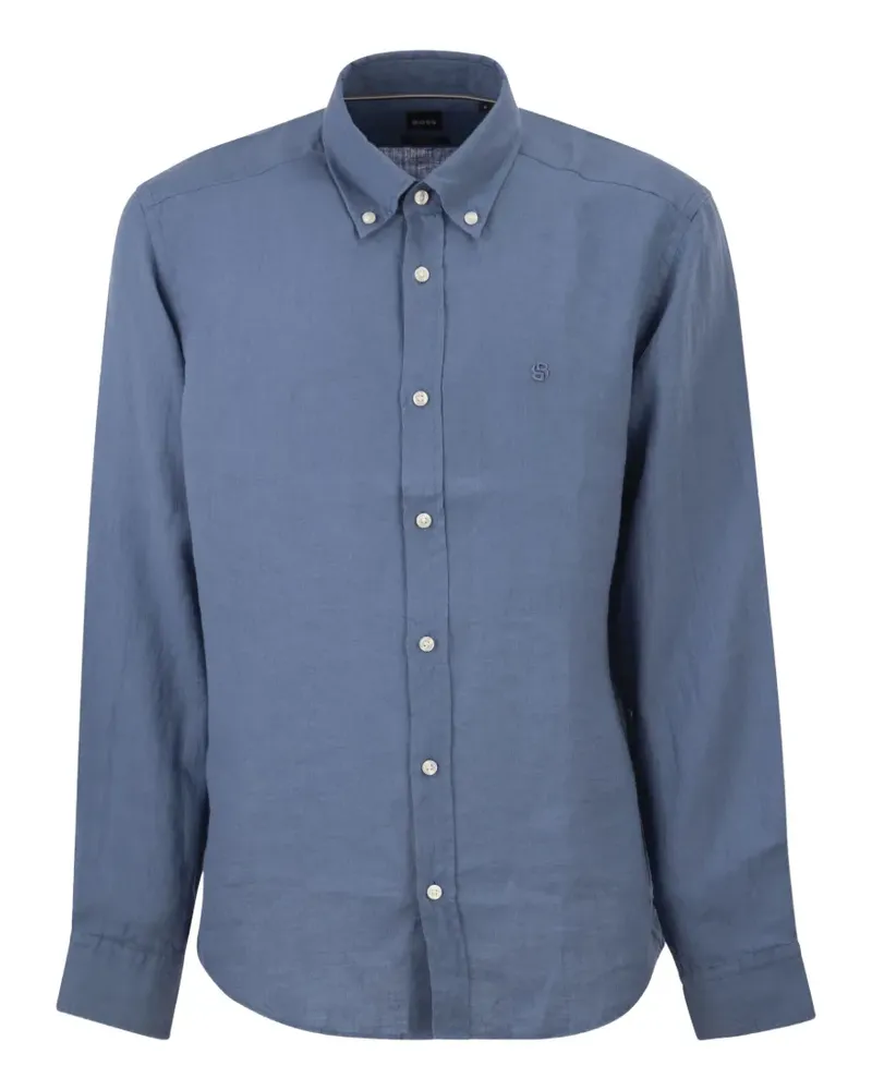 HUGO BOSS button-down linen shirt - Blau Blau