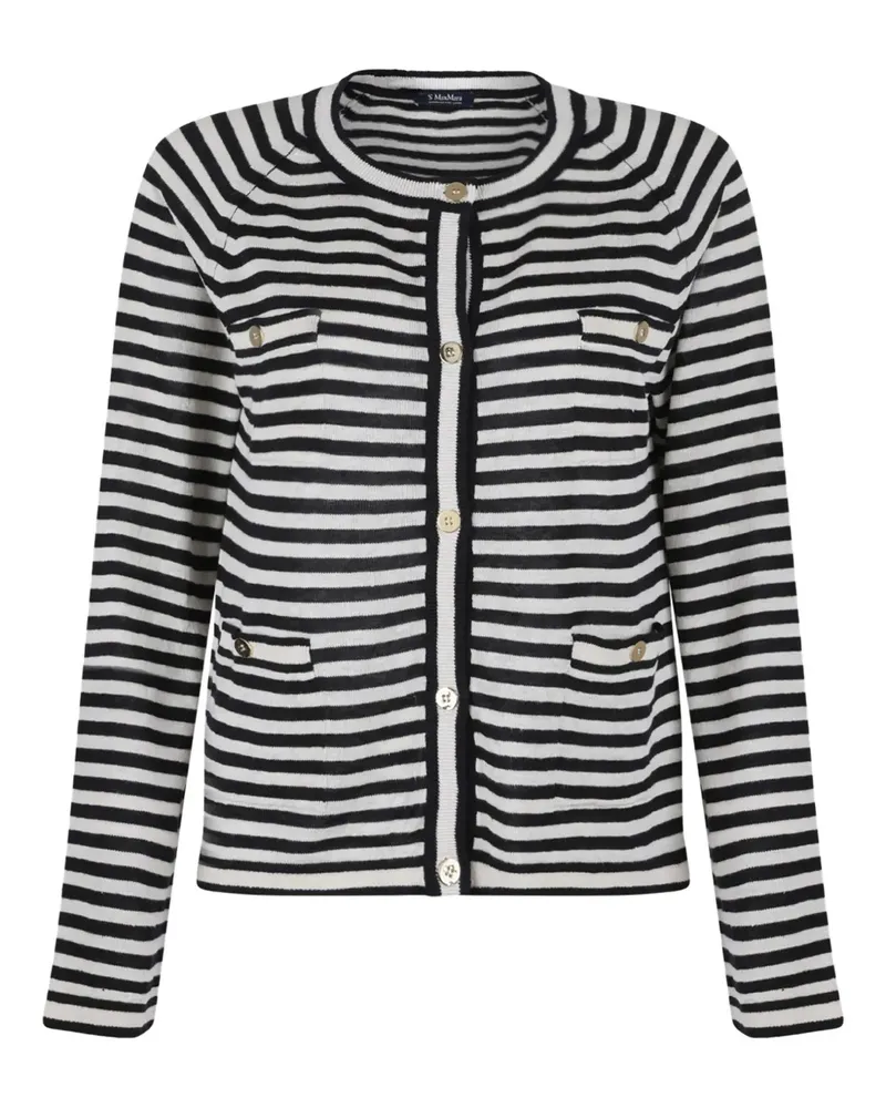 Max Mara Gestreifter Cardigan - Weiß Weiß