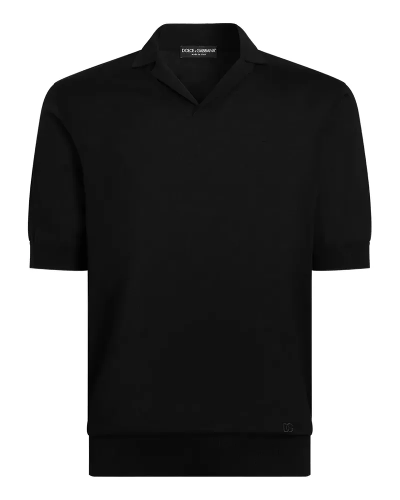 Dolce & Gabbana Poloshirt aus Seidenstrick - Schwarz Schwarz