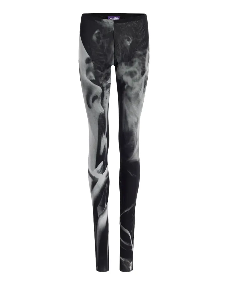 Jean Paul Gaultier Ausgestellte Mesh-Hose mit Smoking Women-Print - Schwarz Schwarz