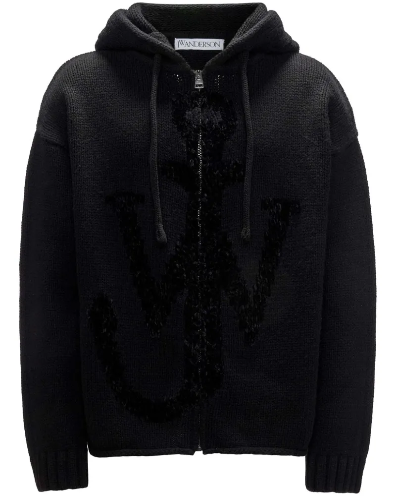J.W.Anderson Kapuzenjacke mit Anker-Logo - Schwarz Schwarz