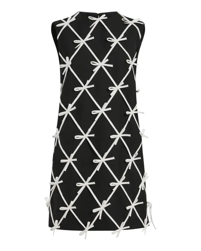 Moschino bow-embellished lattice-detail mini dress - Schwarz Schwarz