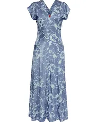 Kenzo Flower Camo Maxikleid aus Satin Blau