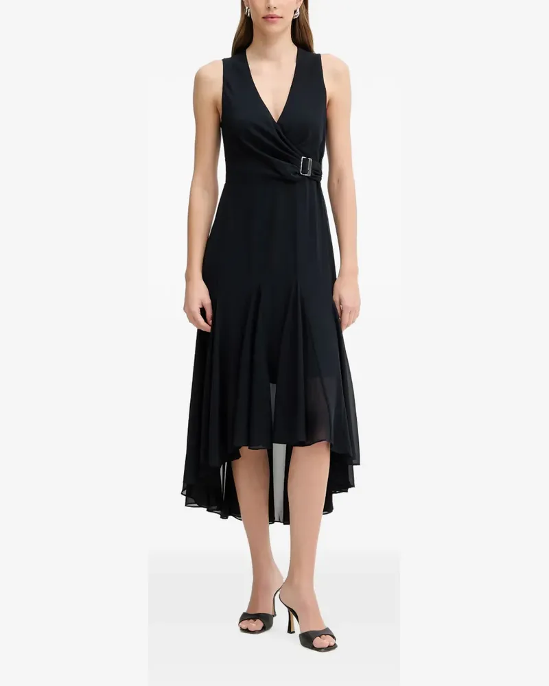Morgan Asymmetrisches Wickelkleid mit Schnalle - Schwarz Schwarz