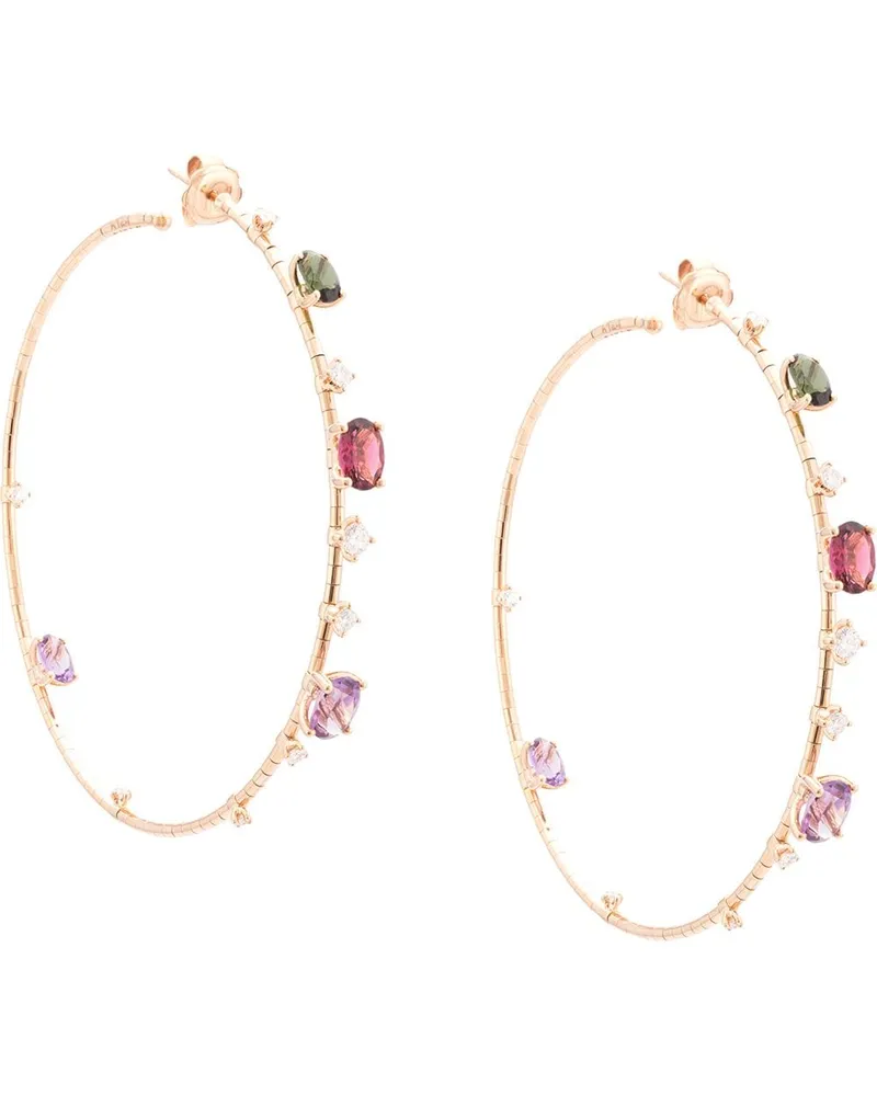 Mattia Cielo 18kt Rotgoldcreolen mit weißen Diamanten - Rosa Rosa