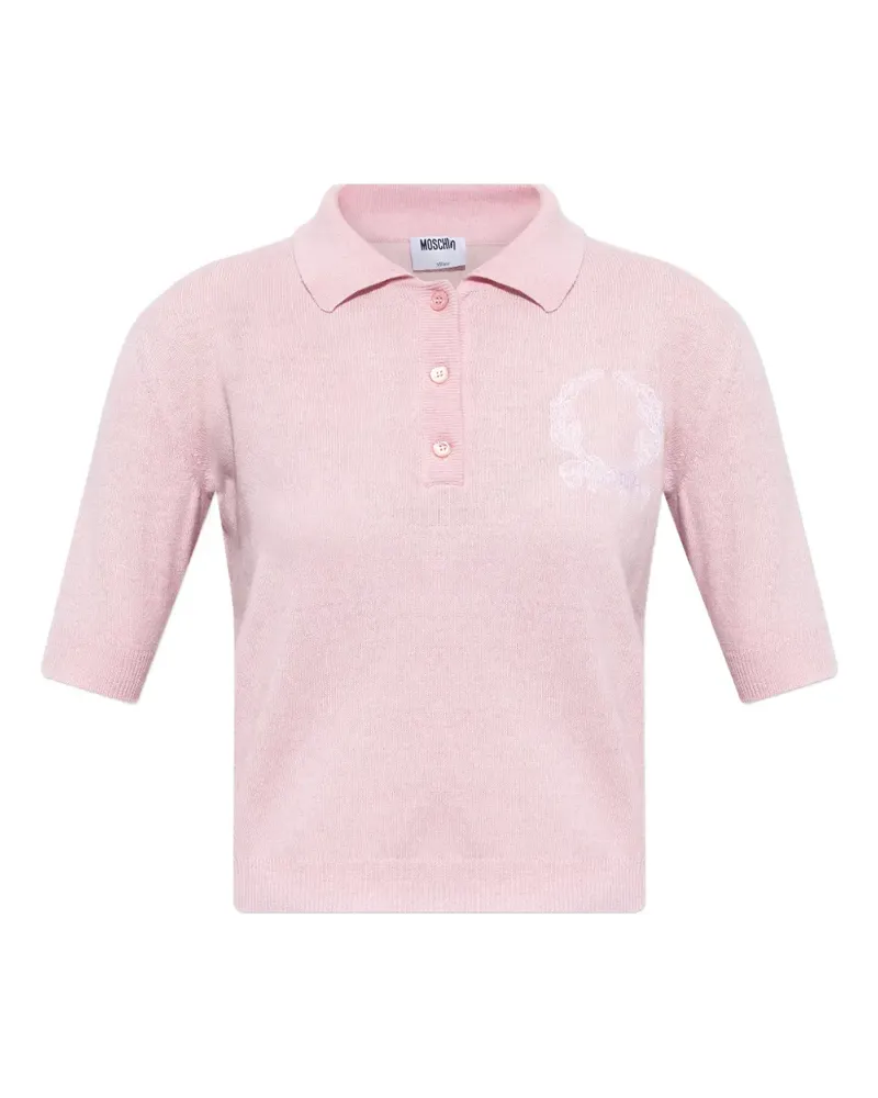Moschino logo-embroidered polo shirt - Rosa Rosa