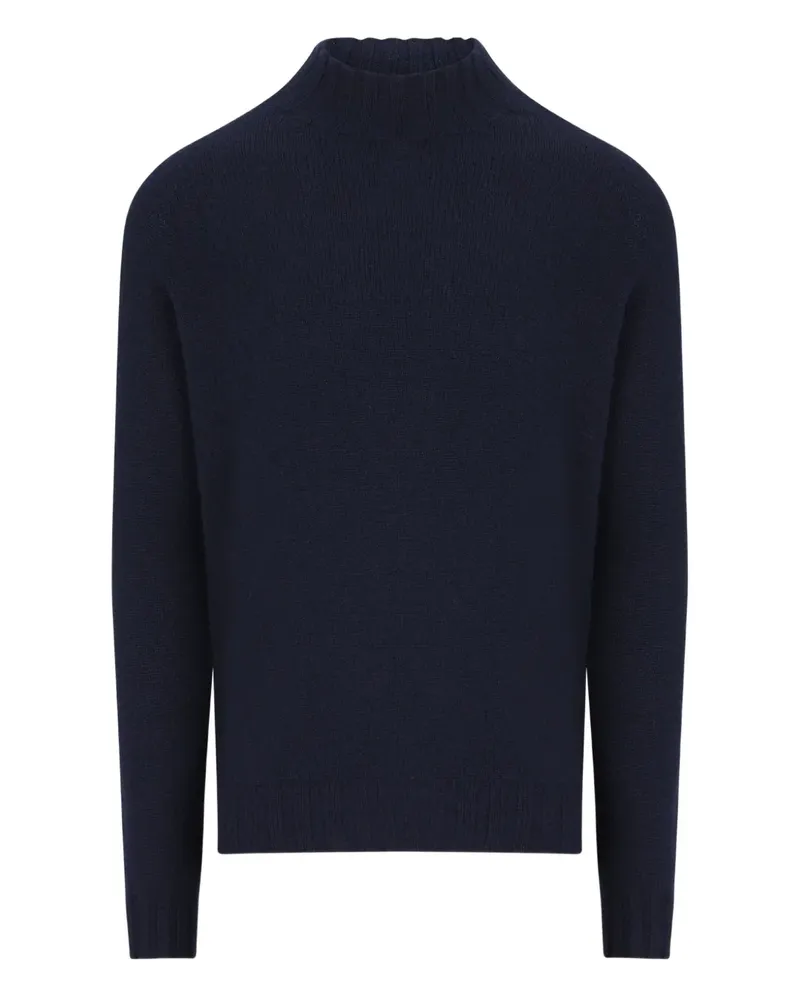 Tagliatore Gerippter Kaschmir-Rollkragen mit Stehkragen - Blau Blau