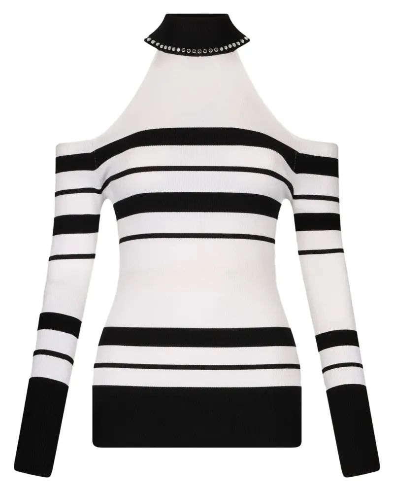 Liu Jo Gestreifter Pullover mit Nieten - Schwarz Schwarz
