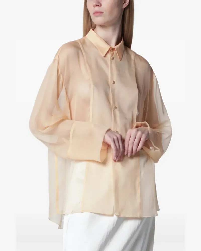 Alberta Ferretti sheer silk shirt - Nude Nude