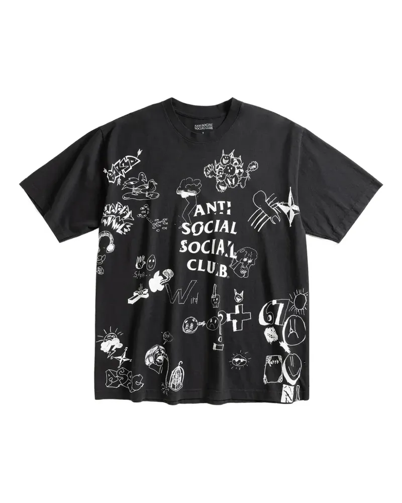 Anti Social Social Club T-Shirt mit Illustrations-Print - Schwarz Schwarz