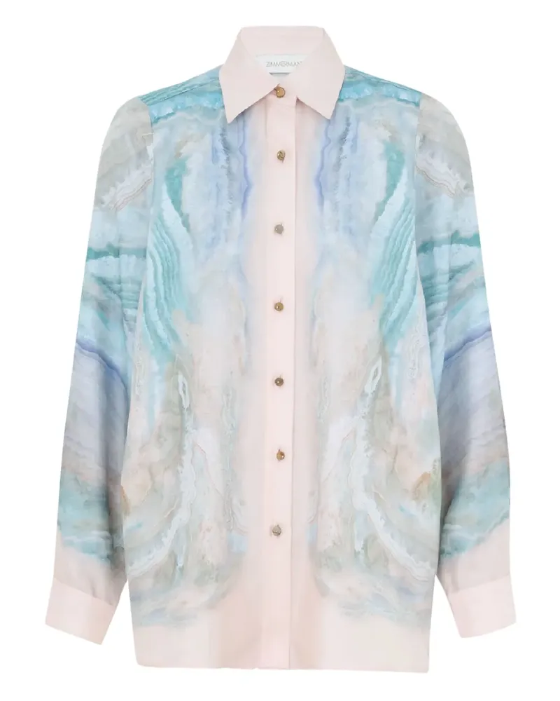 Zimmermann Illuminate abstract-print buttoned shirt - Blau Blau
