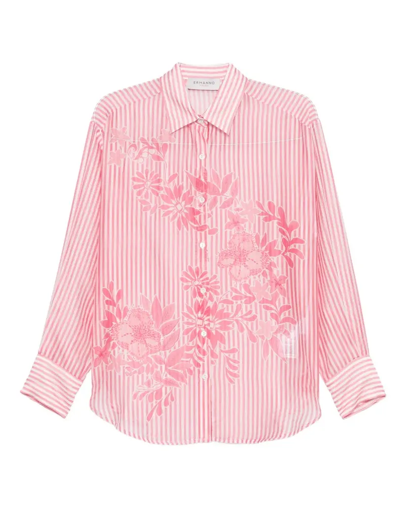 Ermanno Scervino floral-print striped shirt - Rosa Rosa