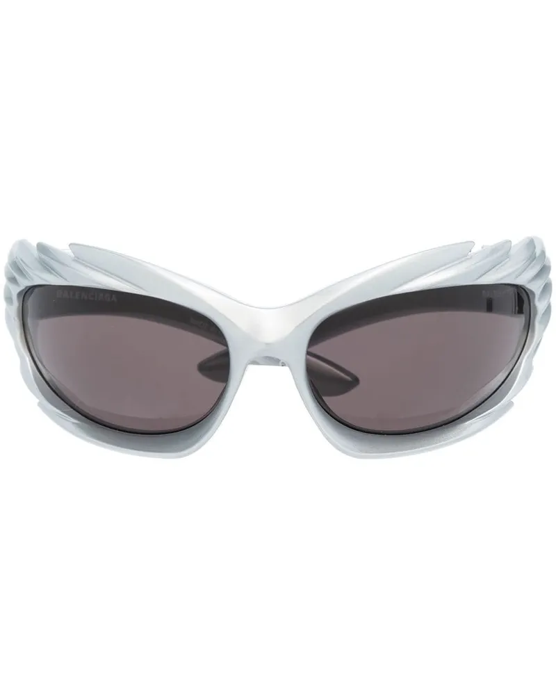 Balenciaga Eckige Spike Sonnenbrille Silber