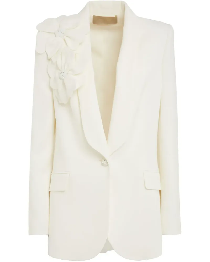 Elie Saab Blazer mit Blumenapplikation - Weiß Weiß