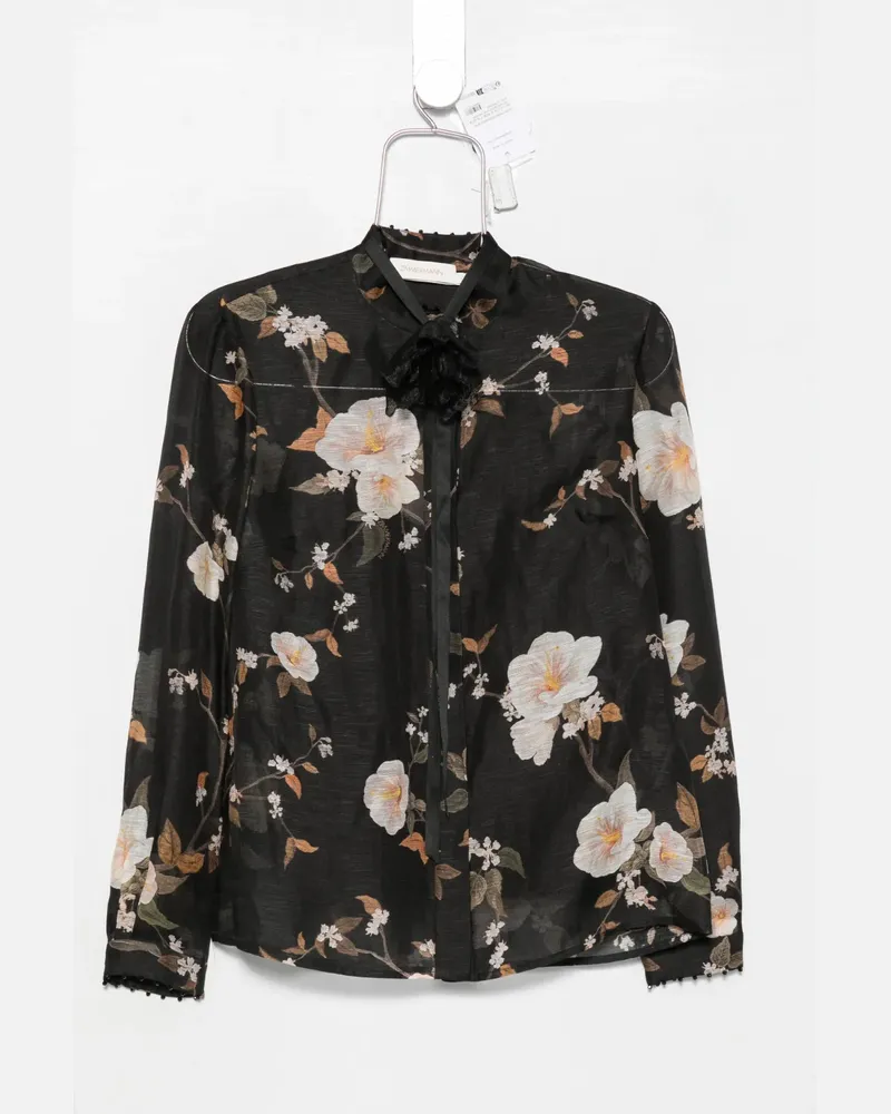 Zimmermann Ascent floral-print embellished shirt - Schwarz Schwarz
