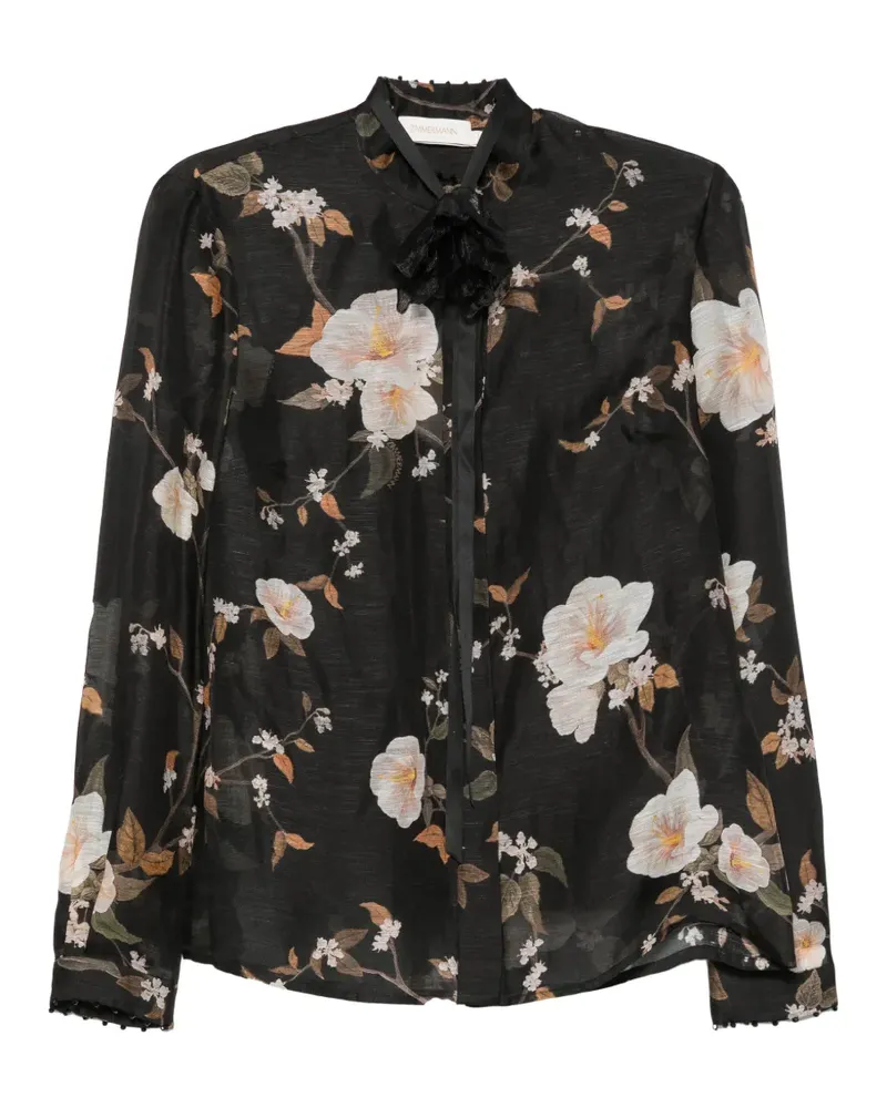 Zimmermann Verziertes Ascent Hemd mit Blumenprint - Schwarz Schwarz