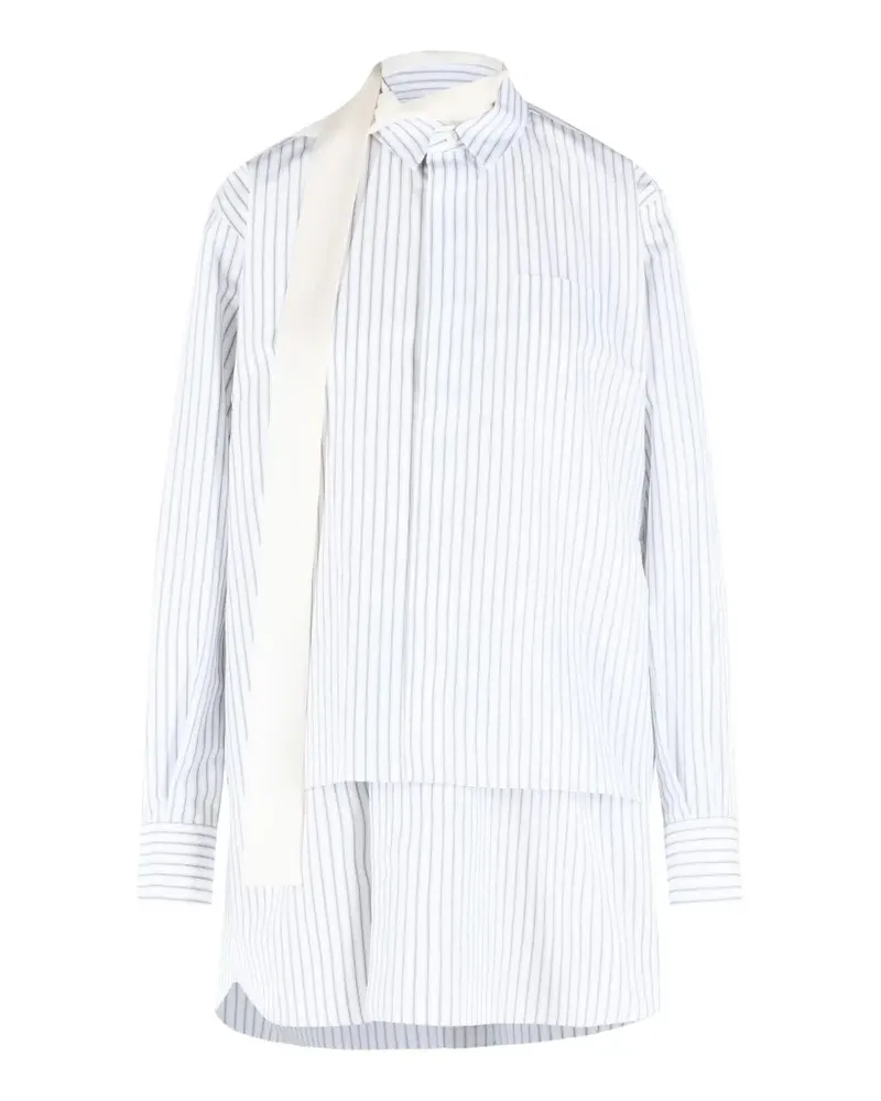 Sacai striped scarf-detail mini dress - Weiß Weiß