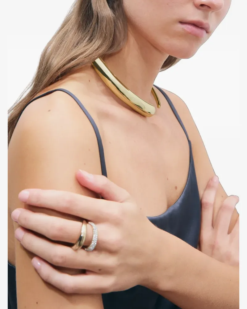 Tory Burch Doppelring mit Piercing-Pavé - Gold Gold