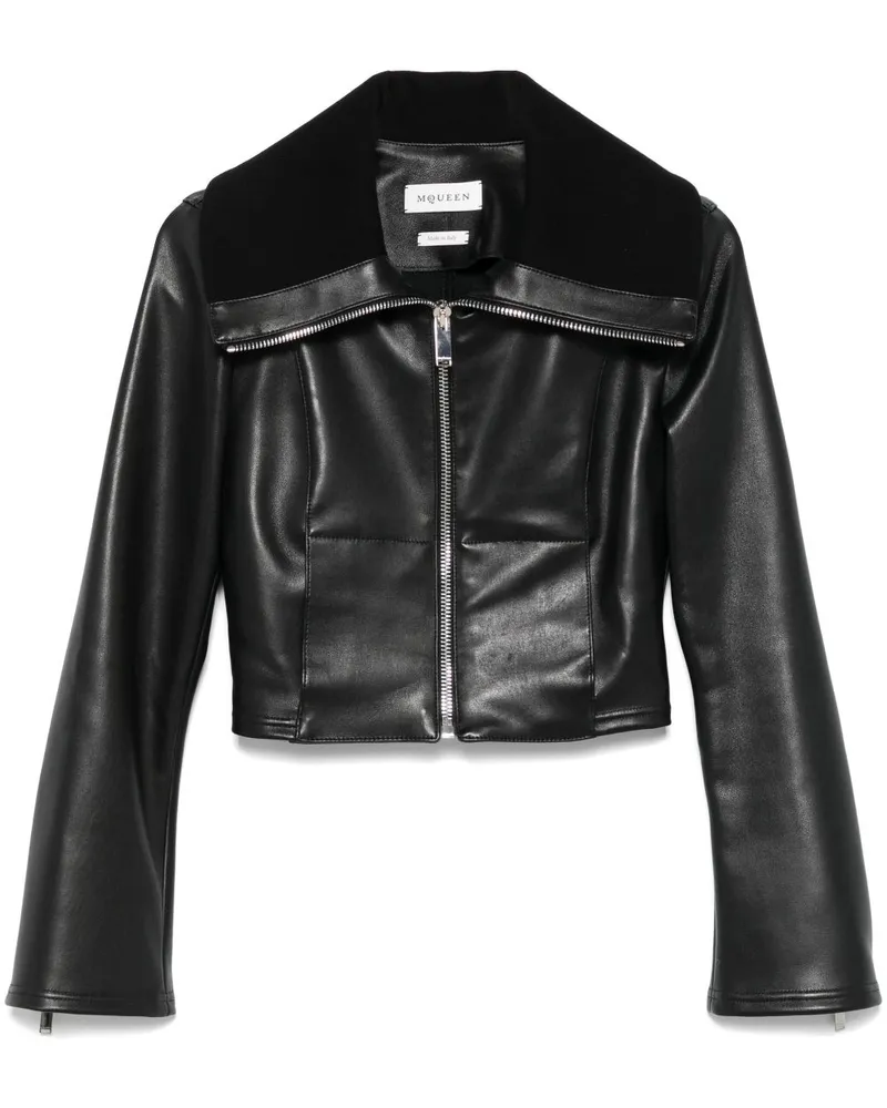 Alexander McQueen Lederjacke mit umgeschlagenem Kragen - Schwarz Schwarz