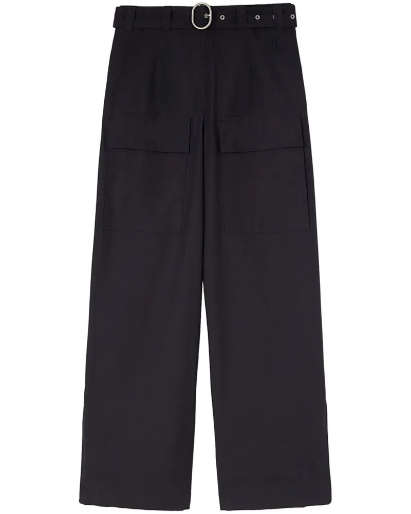 Jil Sander Wide-Leg-Hose mit Gürtel - Blau Blau