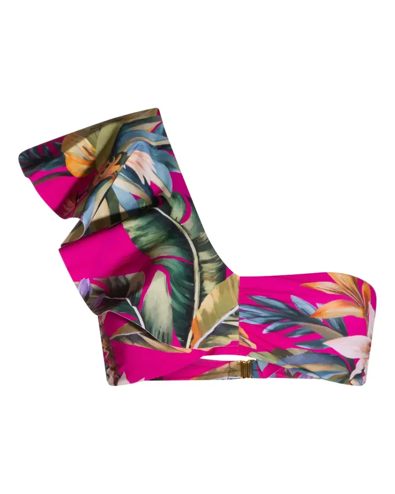 FARM Rio ruffled floral-print bikini top - Rosa Rosa