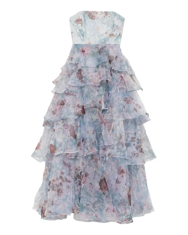 Aje. Gestuftes Gabriella Maxikleid mit Blumenprint - Blau Blau