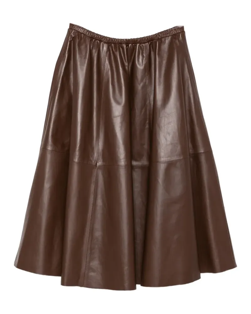 Alberta Ferretti panelled leather maxi skirt - Braun Braun