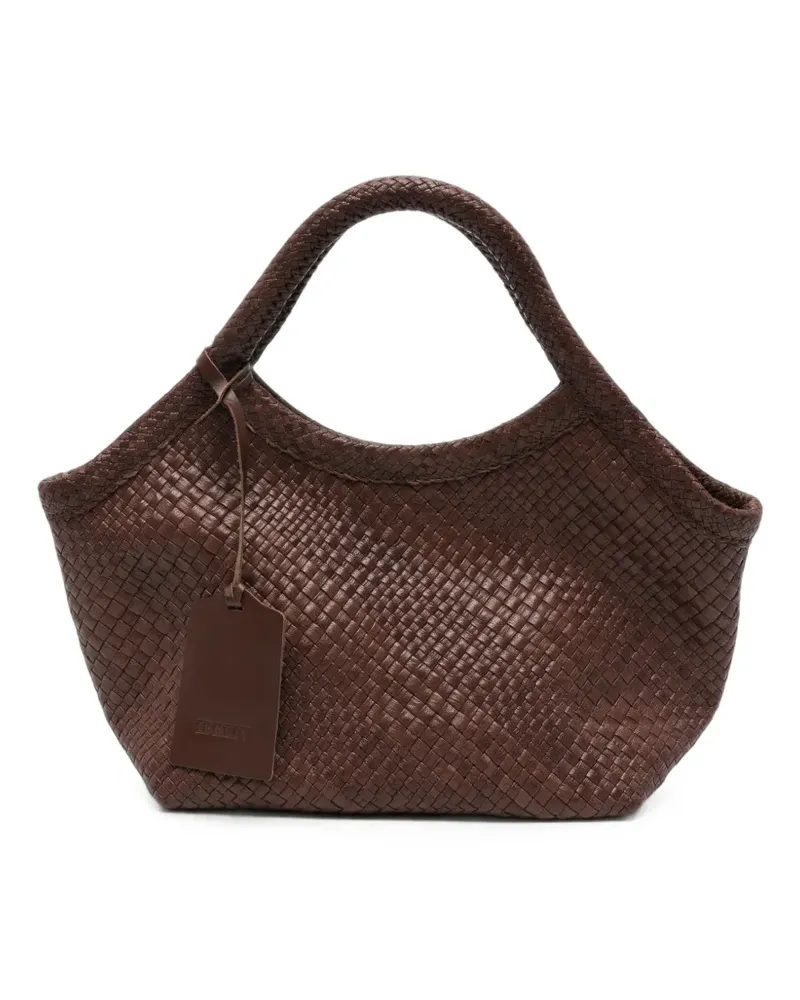 IBELIV Mittelgroße Pure Tote Bag aus gewebtem Leder - Braun Braun