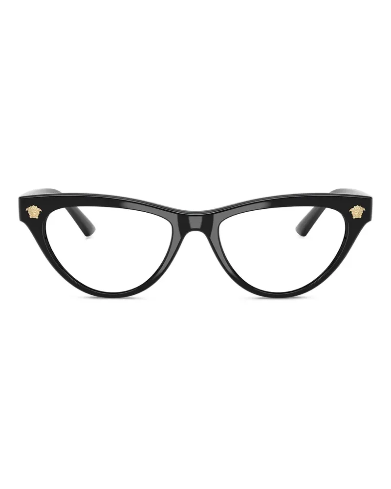 Versace Cat-Eye-Brille mit Logo - Schwarz Schwarz