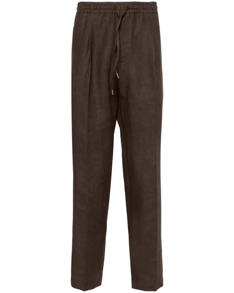 Briglia 1949 Halbhohe Wimbledons Tapered-Leinenhose - Braun Braun