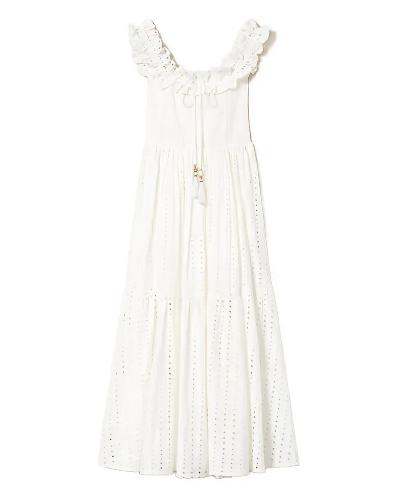 Twin-Set Midikleid mit Ösen - Weiß Weiß